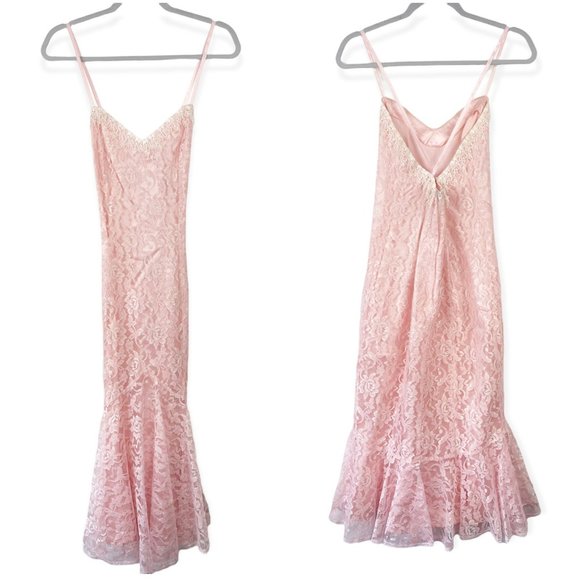 Gunne Sax Dresses & Skirts - GUNNESAX BY JESSICA MCCLINTOCK Dress Prom Pink Lace Mermaid Ruffle Altered XS
